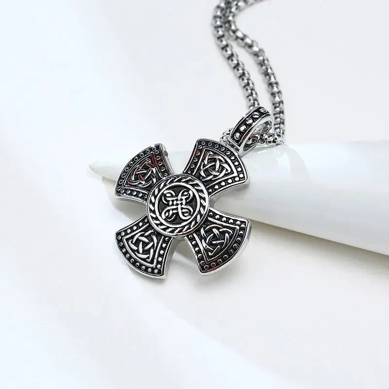 

CHUANGCHENG Vintage Stainless Steel Cross Pendant Men's Necklace Chains Jewelry Accessories Necklace