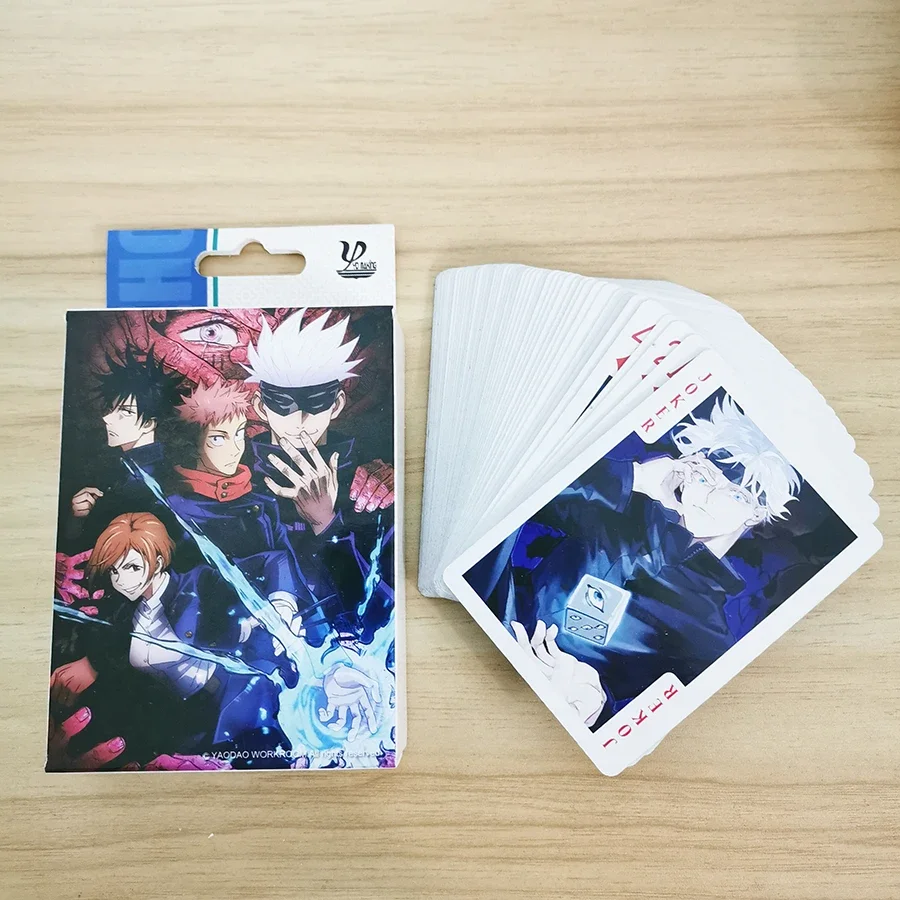 54Pcs Cards Anime Jujutsu Kaisen Poker Toy Satoru Gojo Cosplay Board Game Cards Hardcover Collection Box