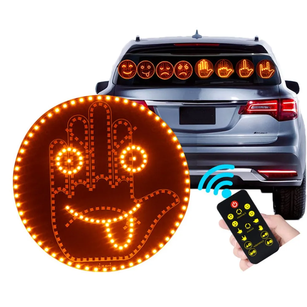 Car Finger Expression Light Remote Control Led Lighting Gesture Light Road Rage Middle Finger Gesture Palm Light Accessories