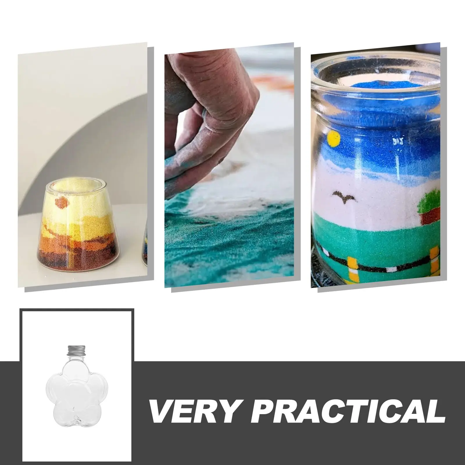 Botella de 10 Uds., DIY, deseos, arena movediza de plástico, pintura en arena, pintura en botella, artesanía para niños, regalos de fiesta de boda decorativos