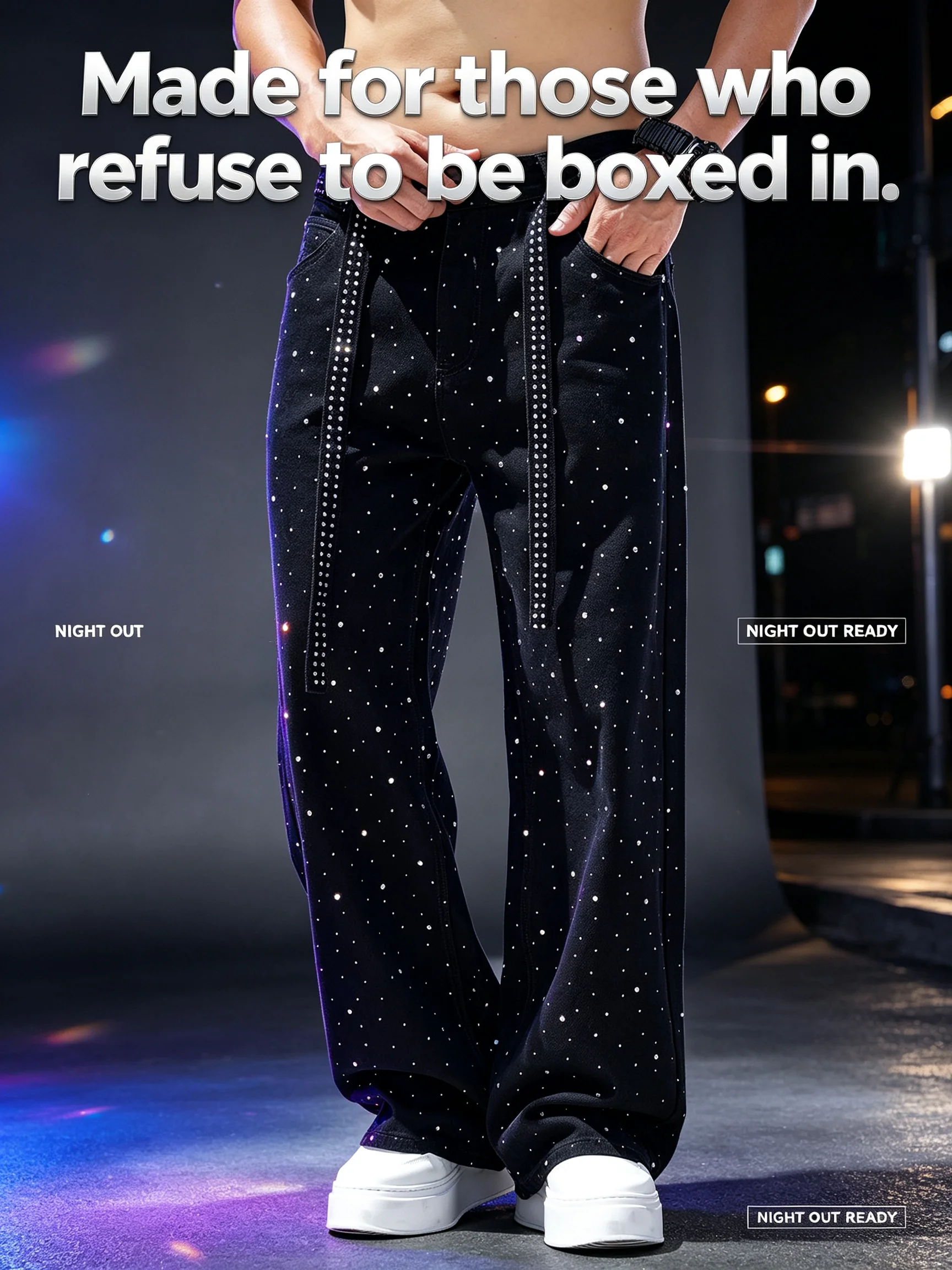 Men Y2K Baggy Jeans Vintage 2000s Street Swag Rhinestone Wide Leg Denim Pants Men High Quality Retro Downtown Casual Loose Jeans
