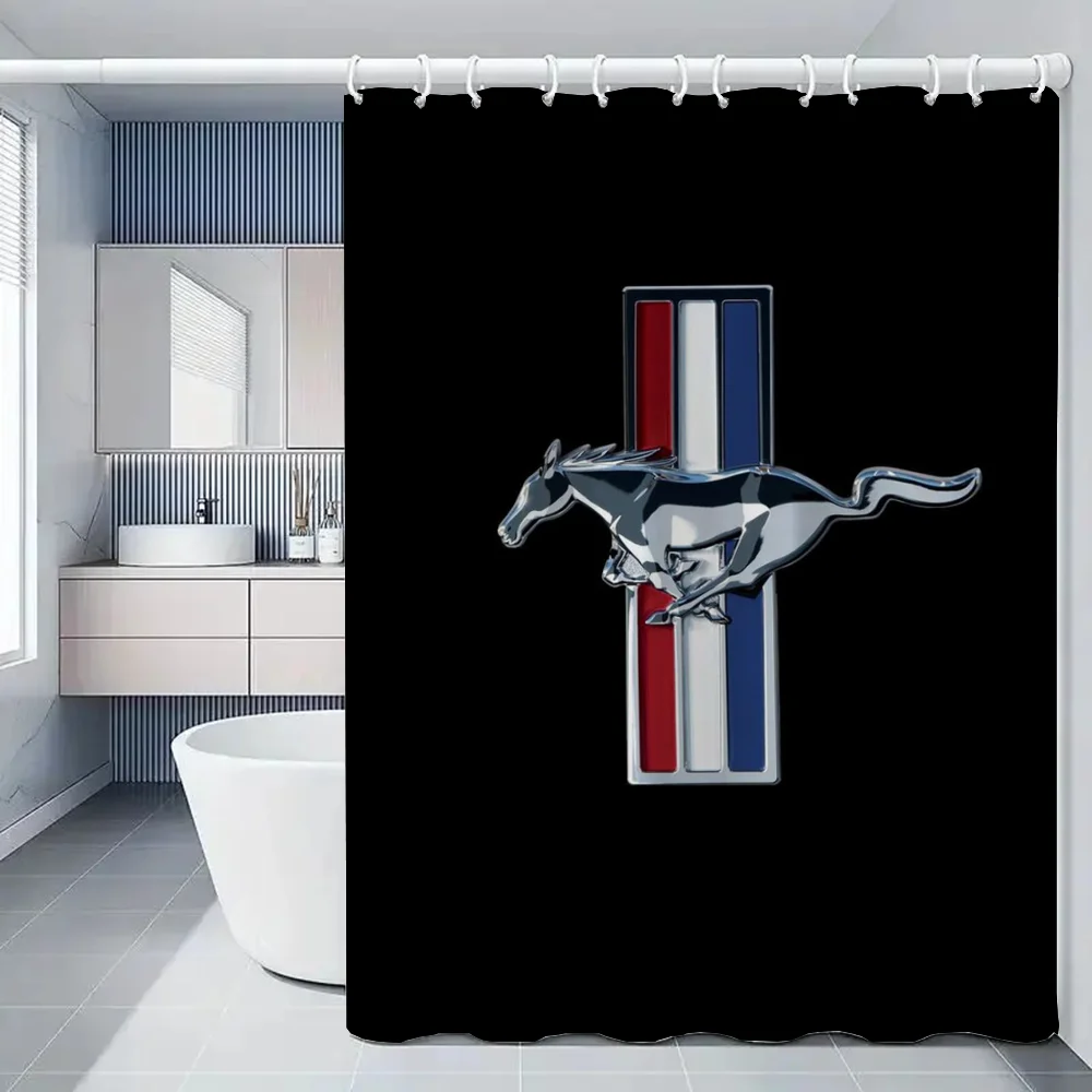 Mustang Car Logo 1130 Shower Curtains for Bathroom Curtain for Shower Accessories Bath Bedrooms Waterproof the Home Fabric Shade