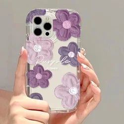 Purple Painting Flower Phone Case Suitable for iPhone 16 15 14 Pro Max 13 12 11 Pro Max 15 7 8 Plus X XR XS Max Soft Back Cover