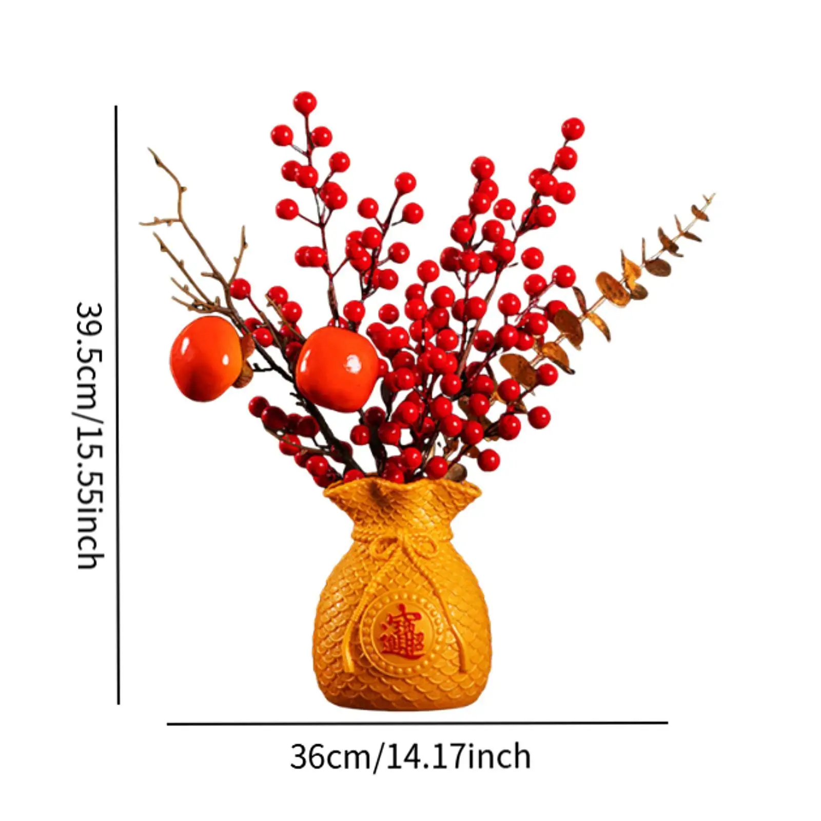 Artificial Red Bouquet Spring Festival Decor for Bookshelf Desktop Indoor