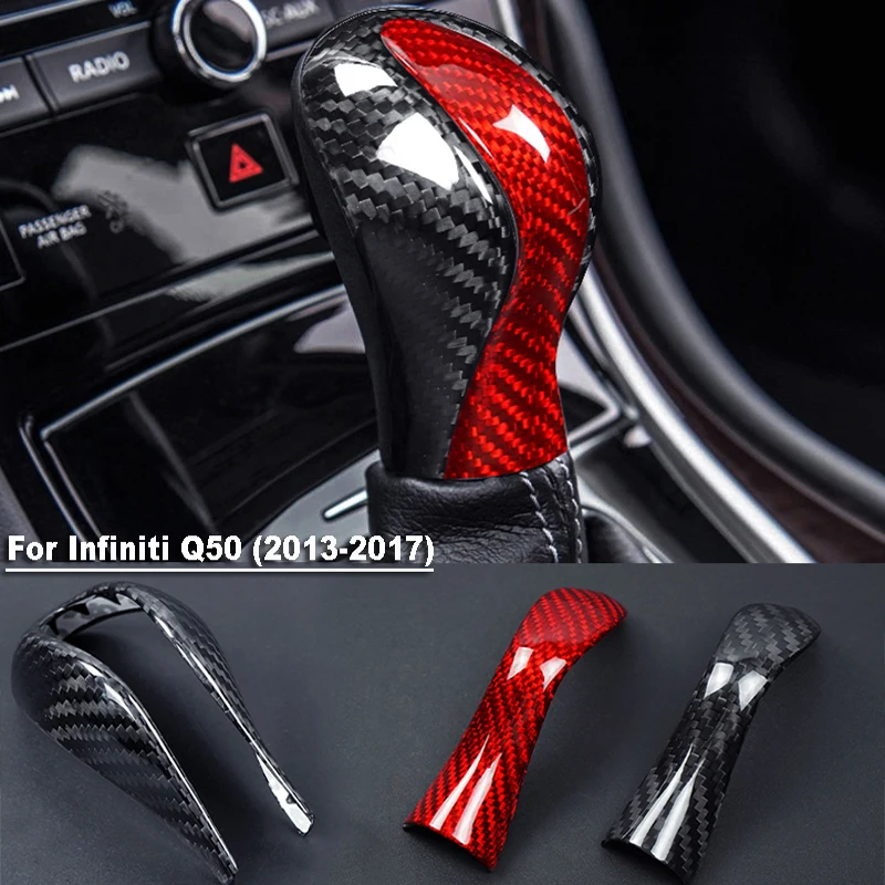 

Real Carbon Fiber Decoration for Infiniti 2013 2014 2015 2016 2017 Gear Shift Knob Cover Sticker for Infiniti Q50 Accessories