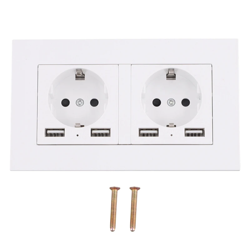 IP66 16A 250V Waterproof Outdoor Wall Power Socket Box Electrical Double Outlet With 2USB For Home Garden