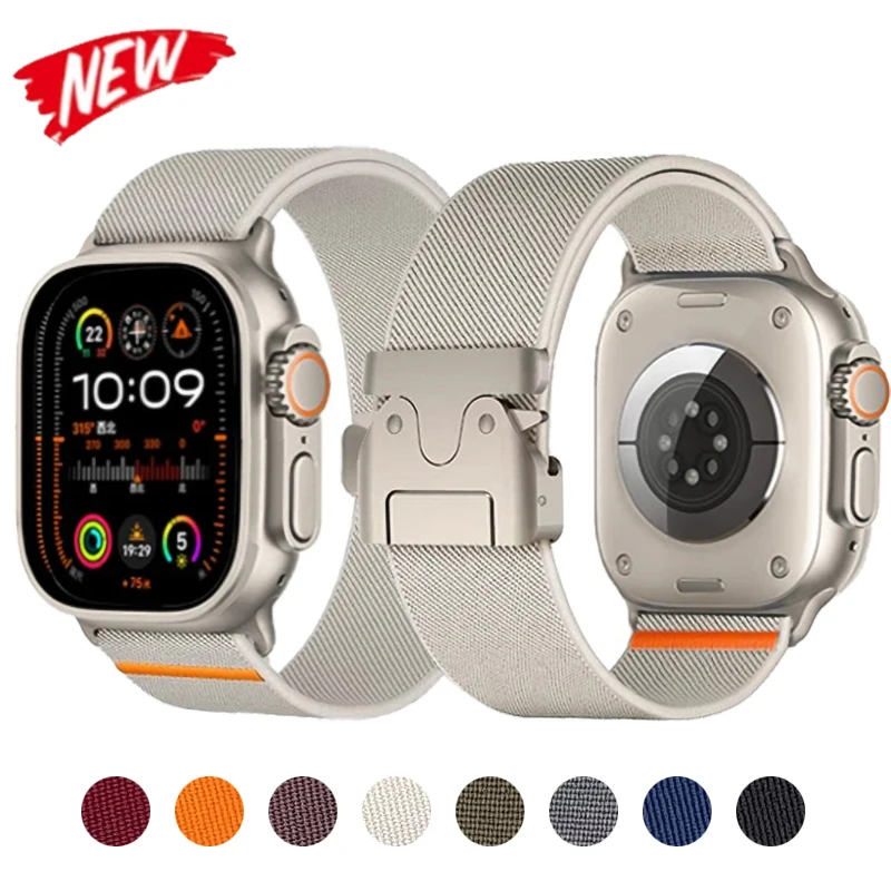 Nylon Strap for Apple Watch Ultra Band 49mm 10 9 8 7 46mm 45mm 41mm 44mm 40mm 42mm Elastic Bracelet for IWatch Series 6 SE 5 4 3