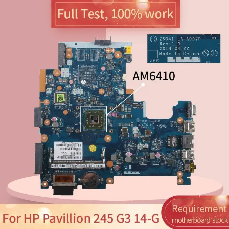 laptop motherboard para hp pavillion mainboard completo testado 100 trabalho 245 g3 14 g la a997p 765119001 am6410 01