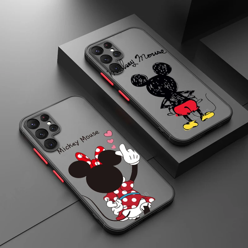 

Red Mickey Minnie Couples For Samsung Galaxy S24 S23 S22 S21 S20 S10 Note 20 10 FE Plus Ultra Lite Frosted Translucent Cover
