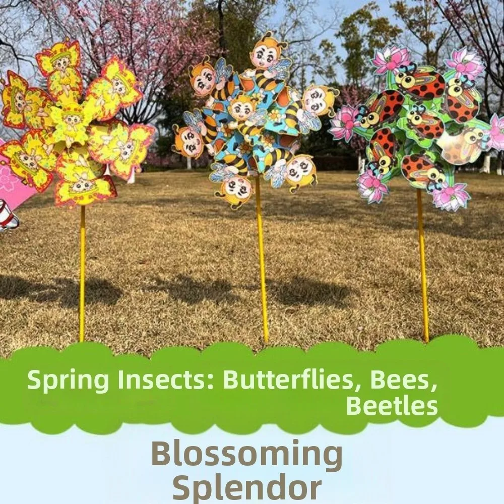 متعدد الأنماط سحابة لوتس الحشرات طاحونة ملونة بولي كلوريد الفينيل الدائمة زهرة الحديقة الدولاب مزدوجة الطبقات نزهة ديكور اللعب