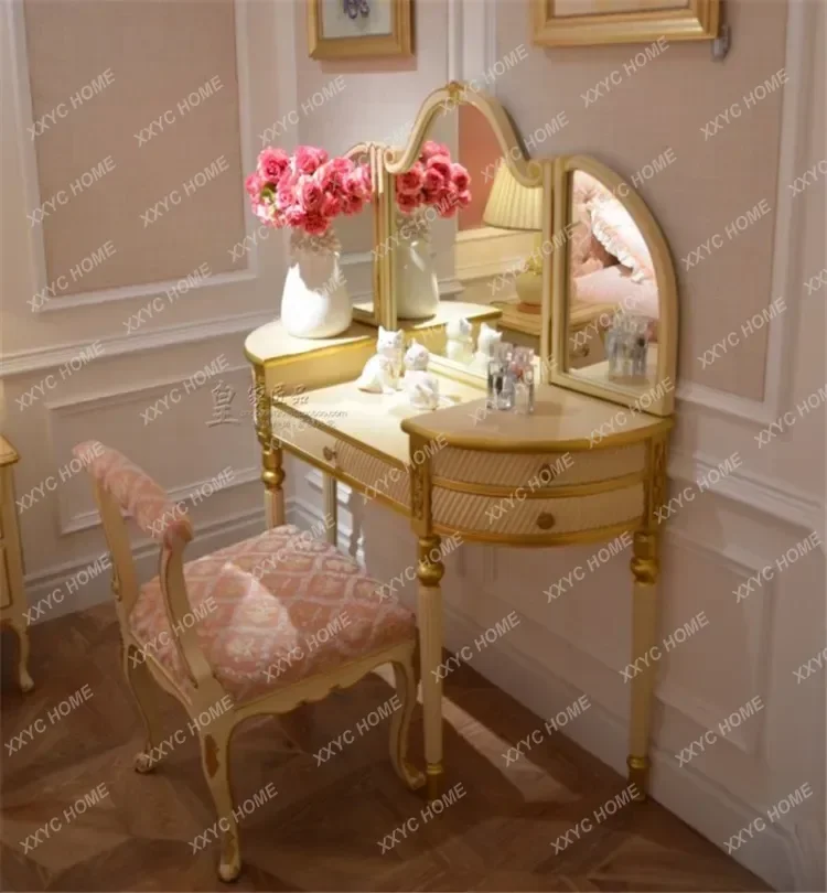 L Organizer Storage Vanity Table Mirror Chair Set House Corner White Dressers Makeup Luxury Unique Coiffeuse Furniture Ho