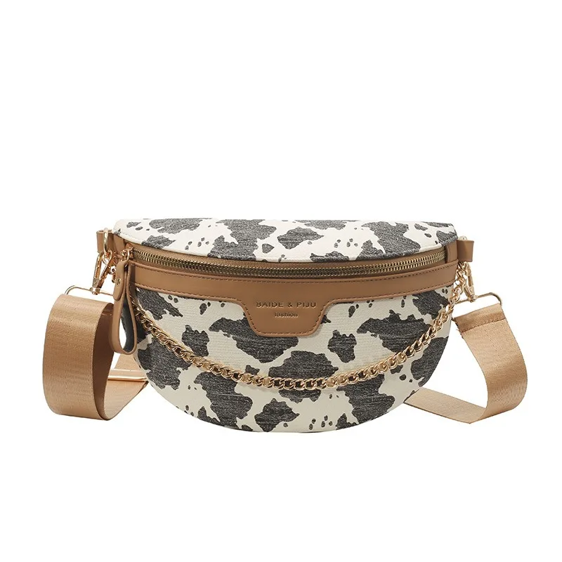 2025 Fashion and Individuality Print Personalized Chain Single-shoulder Crossbody Bag, Large-capacity Waist Bag and Chest Bag