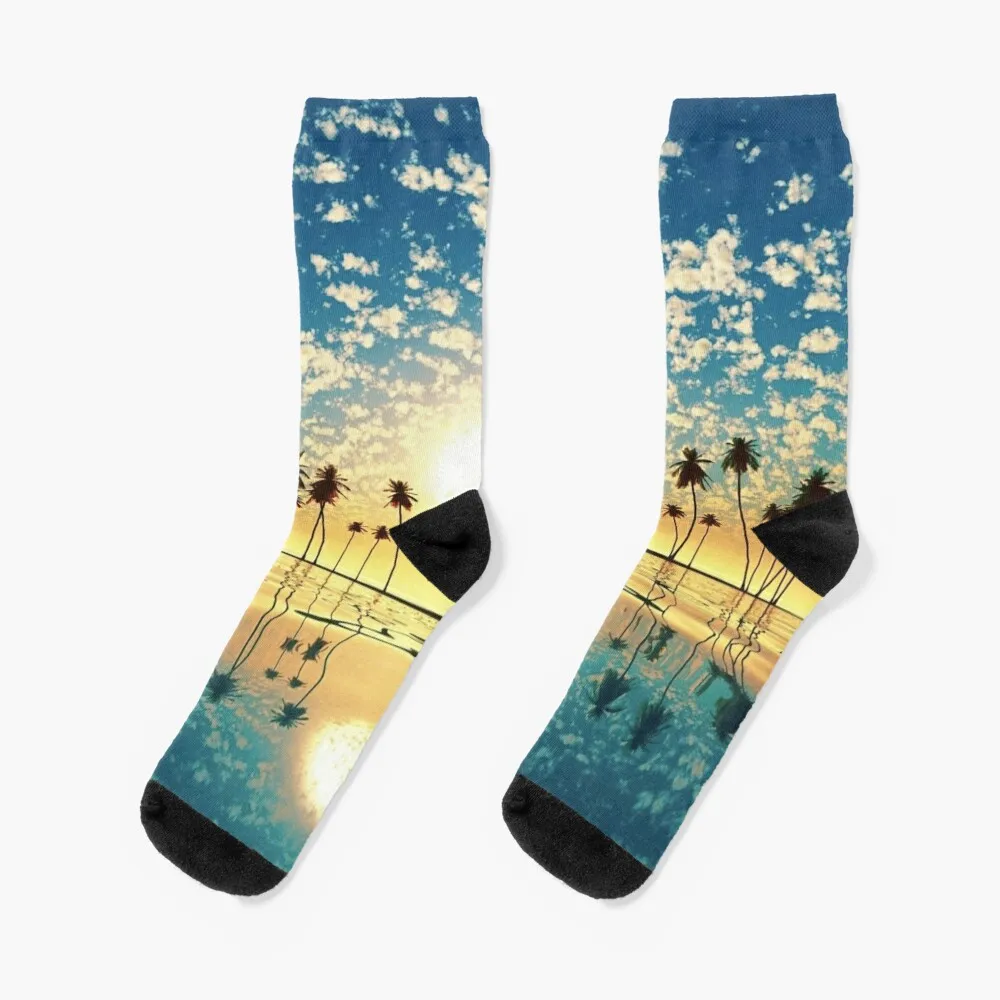 Ocean sunset view Socks gym designer sports and leisure Men Socks Women's