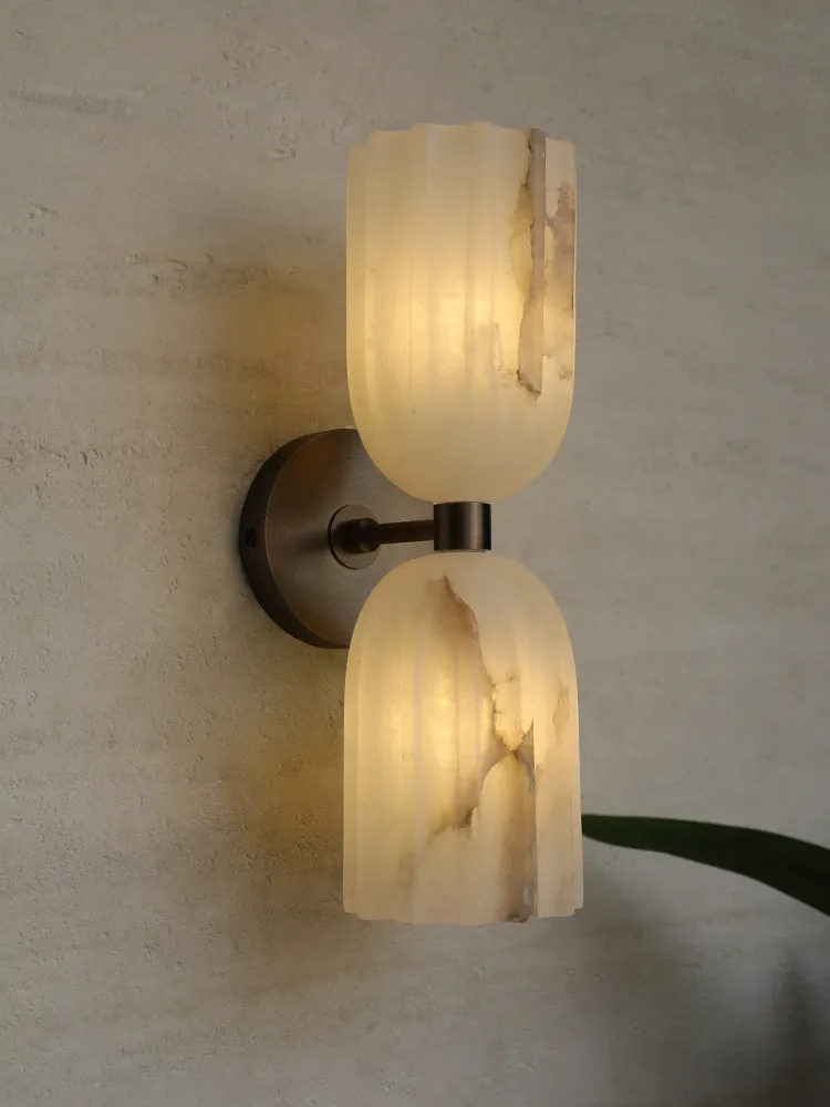 European Style Luxury Marble Wall Lamp Bedroom Bedside Lamp Living Room Lamp LED All Copper Wall Lights Home Decoration Lighting