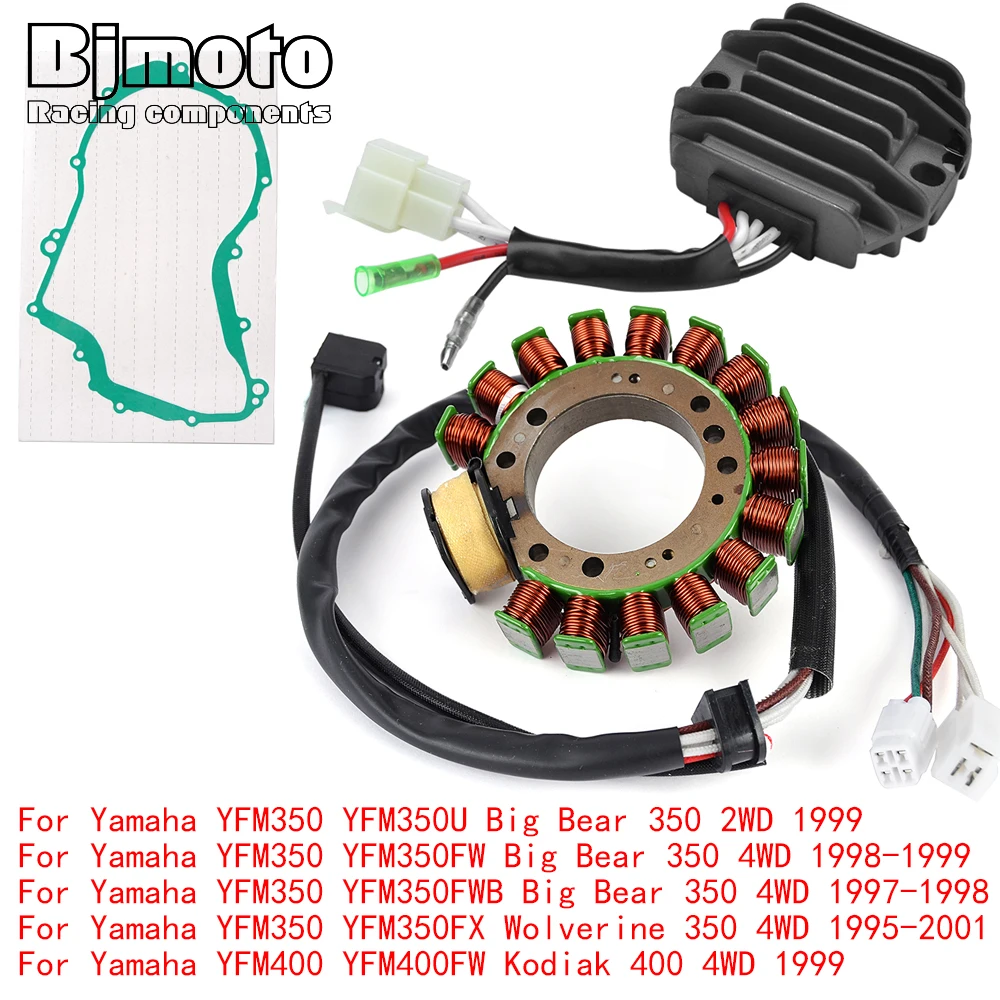 YFM350 Stator Coil+Voltage Regulator rectifier For Yamaha YFM350 YFM350 U FW FWB Big Bear 350 2WD 4WD 1997-1999 With Gasket