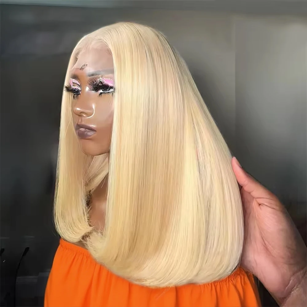 Perruques Bob courtes droites Blonde 613 couleur dentelle avant perruques de cheveux humains 13x4 dentelle frontale 100% perruque de cheveux humains pour les femmes 8-16 pouces Perruques Bob courtes droites Blonde 613 couleur dentelle avant perruques de cheveux humains 13x4 dentelle frontale 100% perruque de cheveux humains pour les femmes 8-16 pouces
