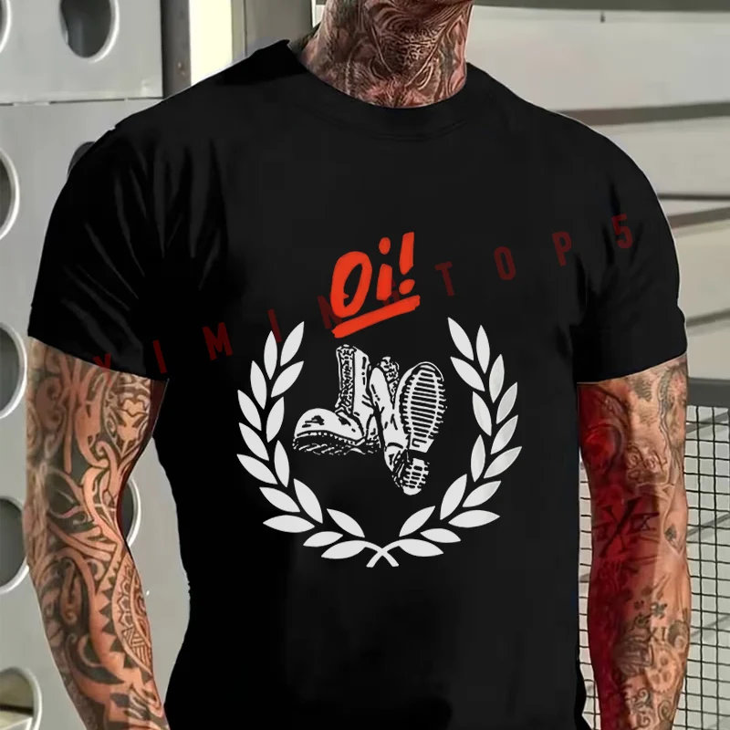 Camiseta informal de algodón a la moda de verano para hombre, camiseta de manga corta con cuello redondo Skin Head Oi Oi Kins Handyhulle Calva Motorcycle