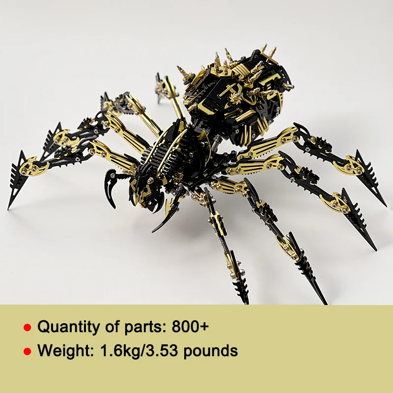 Punk DIY mechanical assembly 3D metal spider stainless steel puzzle decompression model kit personalized gift toy