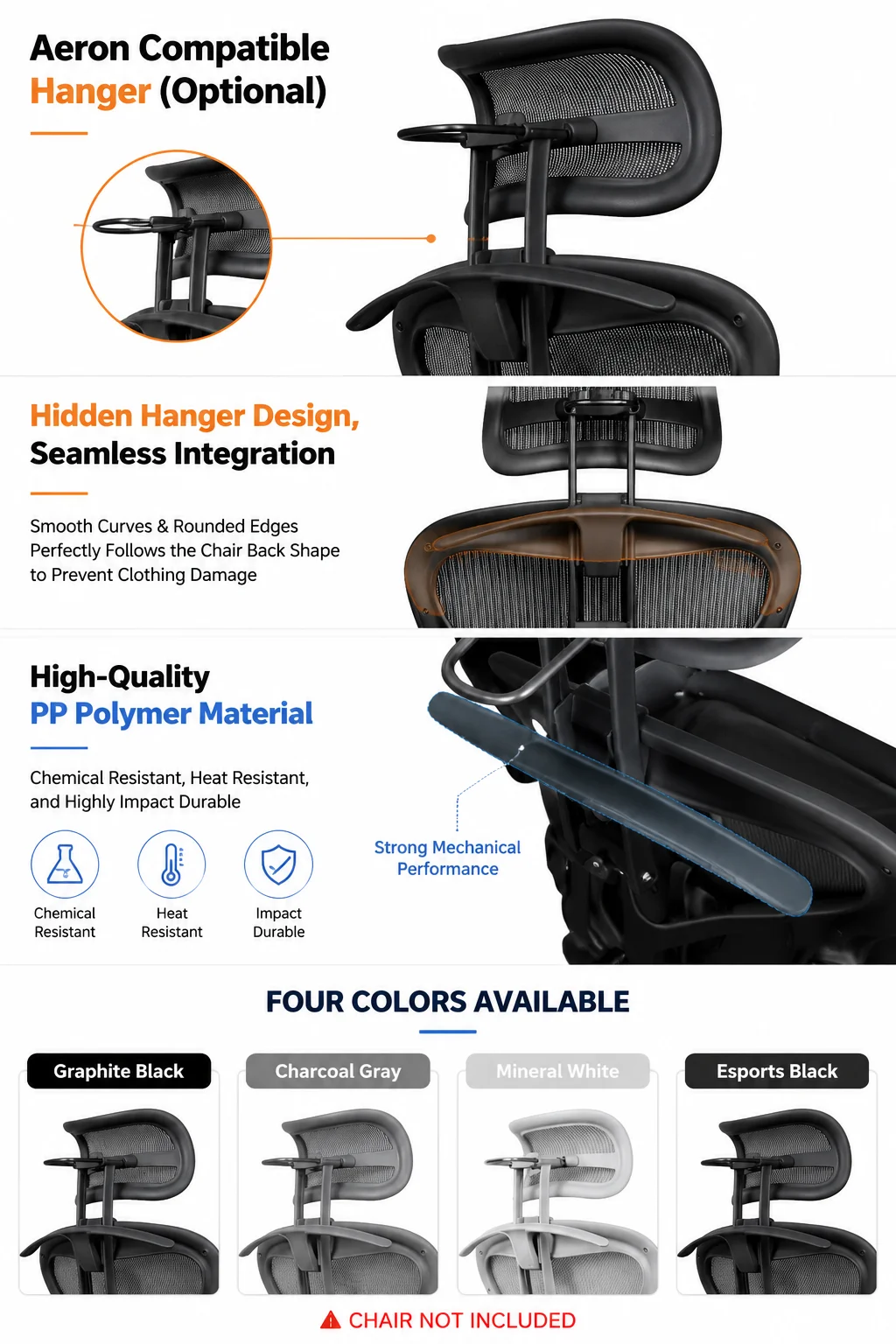 Herman Miller Aeron Kopfstütze mit Aufhänger, Verstellbares Kopfstützen-Zubehör für Classic & Remastered Stühle – Detail 1