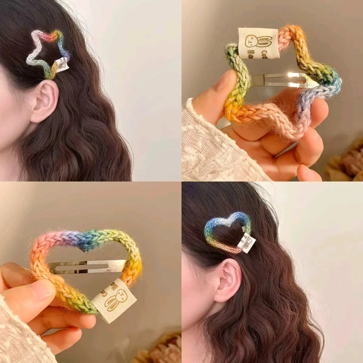 5 個のレディースヘアクリップセットカラフルな織り込みガールぬいぐるみスターかわいい甘いかわいい BB クリップ帽子高品質ヘアアクセサリー 1