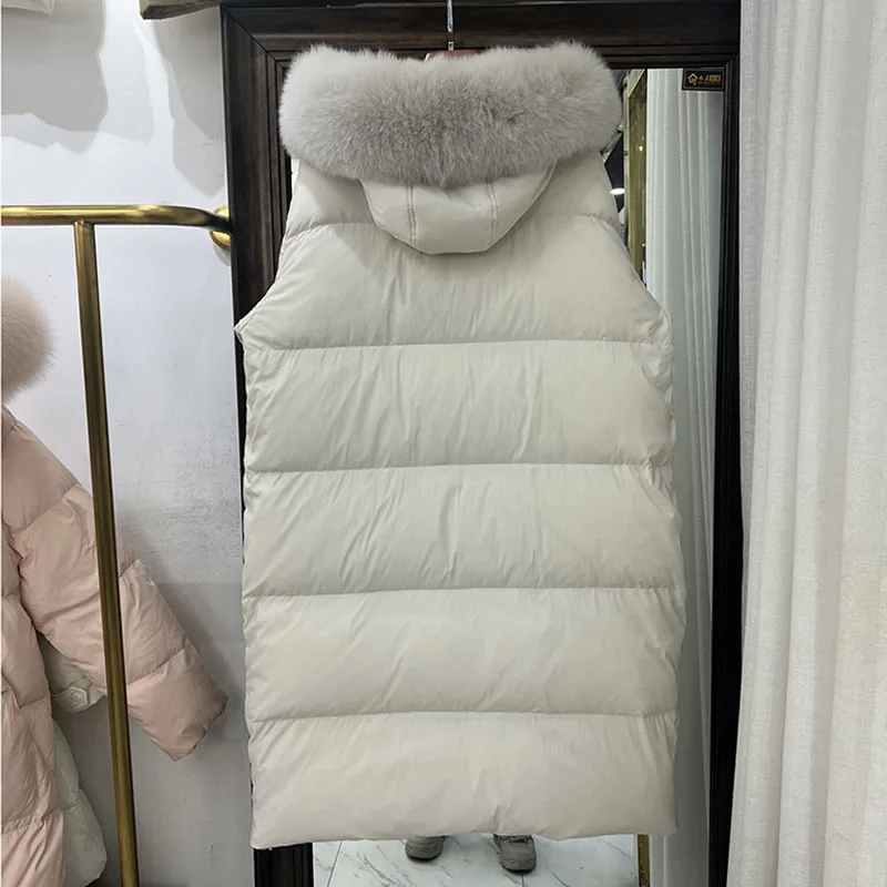 Thickeness 90% Duck Down Jacket Real Fox Fur Collar New Korean Long Puffer Coat Warm Female Fluffy Puffer Parkas