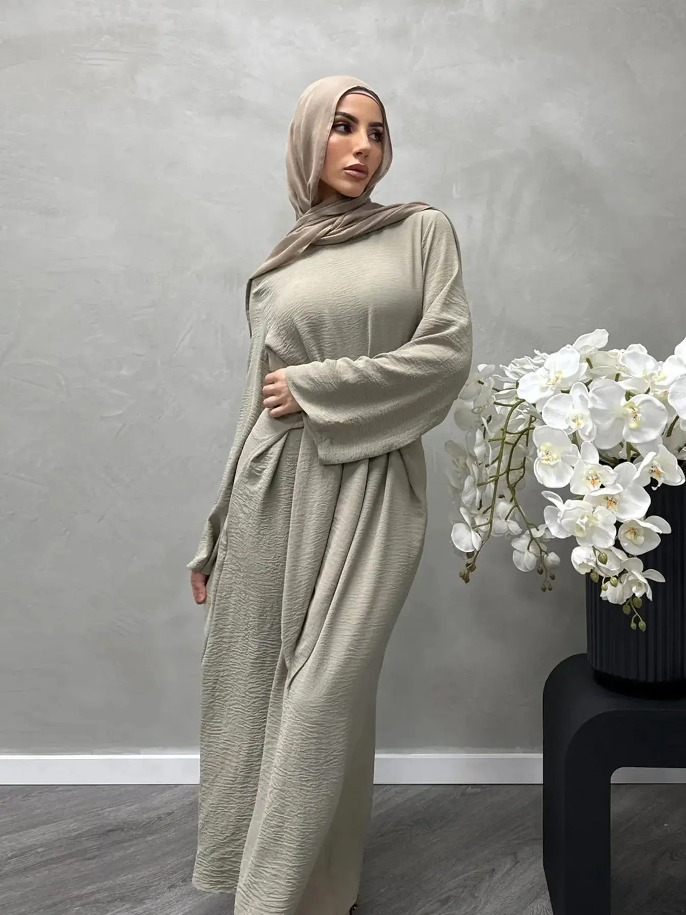 Fashion Jazz Muslim Dress Robe Female Full Length Was Thin Muslim Abaya Muslim Dress Worship Service Abaya With Belt wy2027