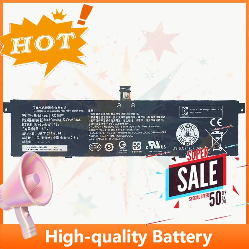 SWZY R13B02W R13B01W Laptop Battery Replacement for Xiaomi Mi Air 13 13.3