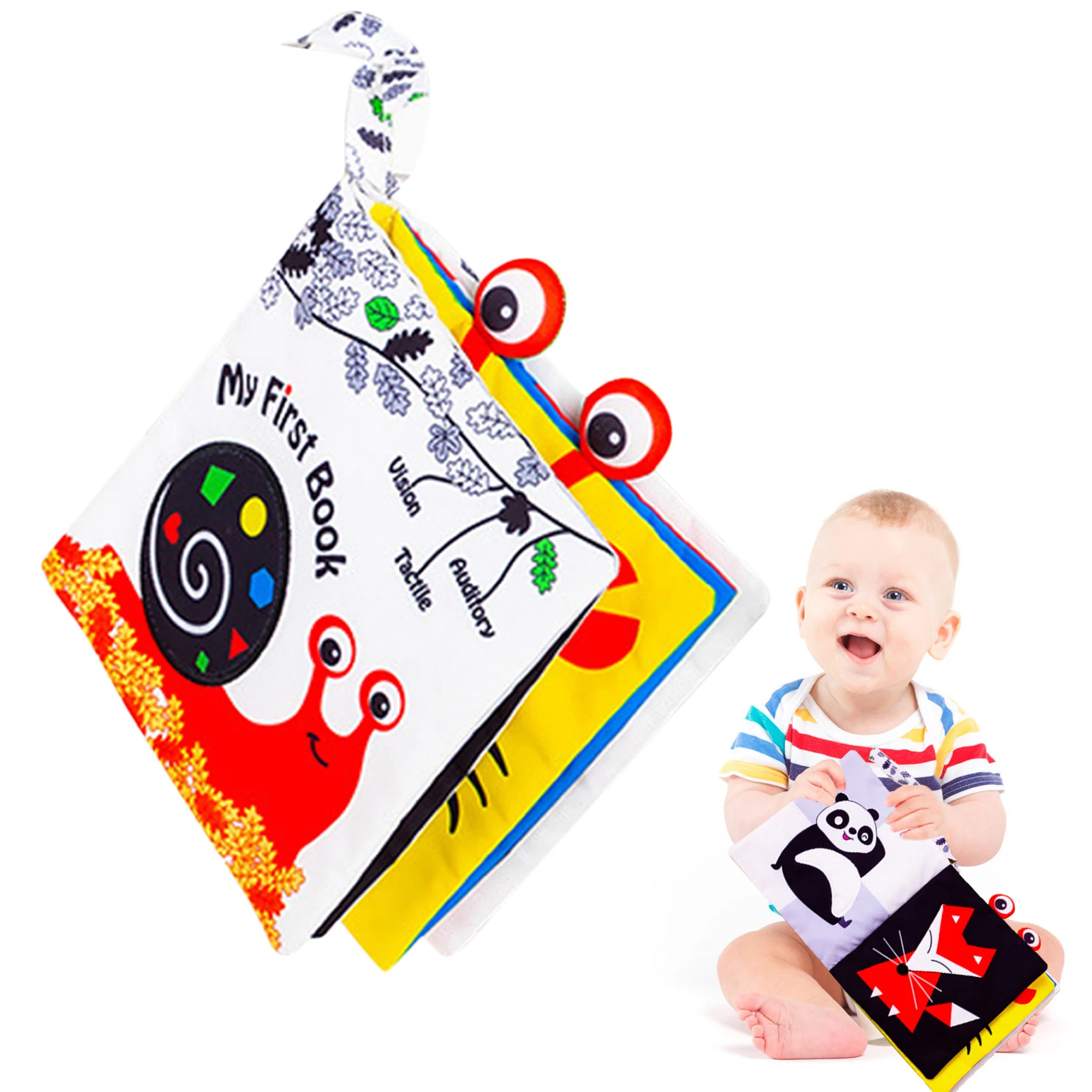 

Crinkle Cloth Books Soft Cloth Book For Babies Infant High Contrast Toys Early Learning Montessori Toy Book With Safety Mirror