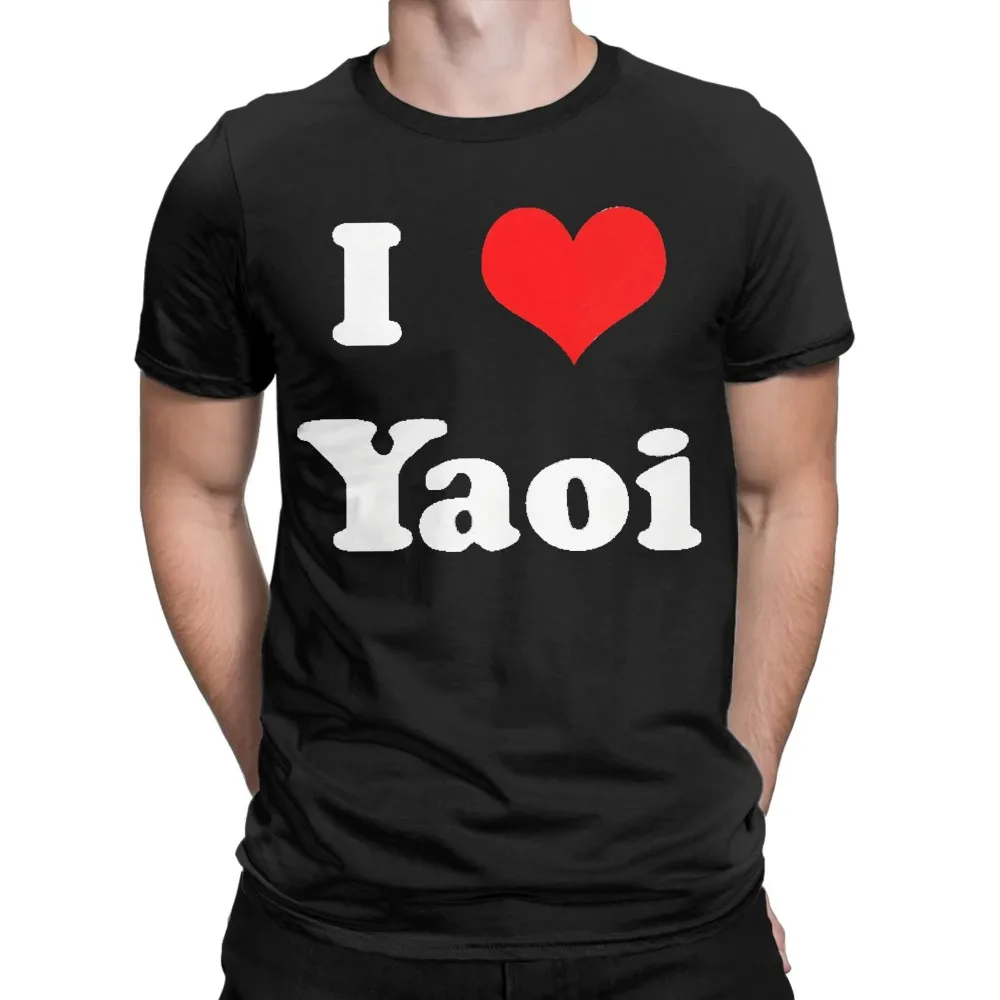 Camisetas divertidas I Love Yaoi para hombre, Camiseta de algodón con cuello redondo, camiseta de manga corta, camisetas de regalo de cumpleaños