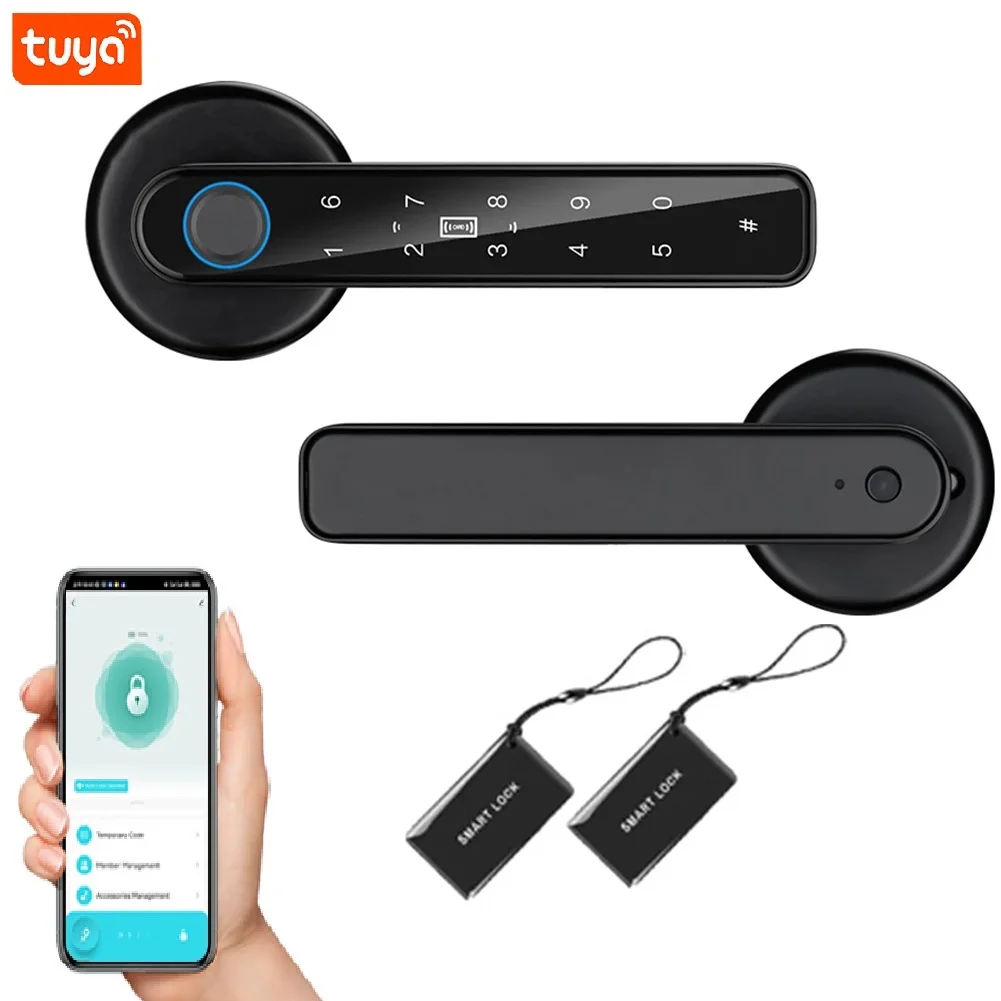 Tuya TTLOCK APP Control Door Locks Biometric Fingerprint Locker BT Smart Entry Home Handle App Unlock Digital Intelligent Lock