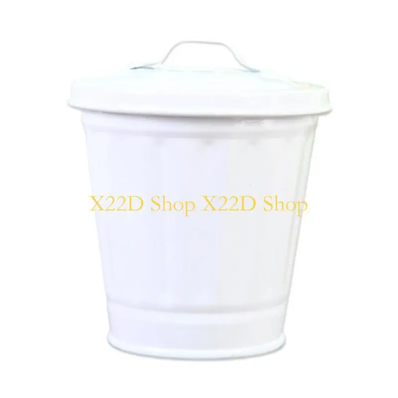 X22D Modern Iron Trash Bin Metal Construction Perfect For Small Locations