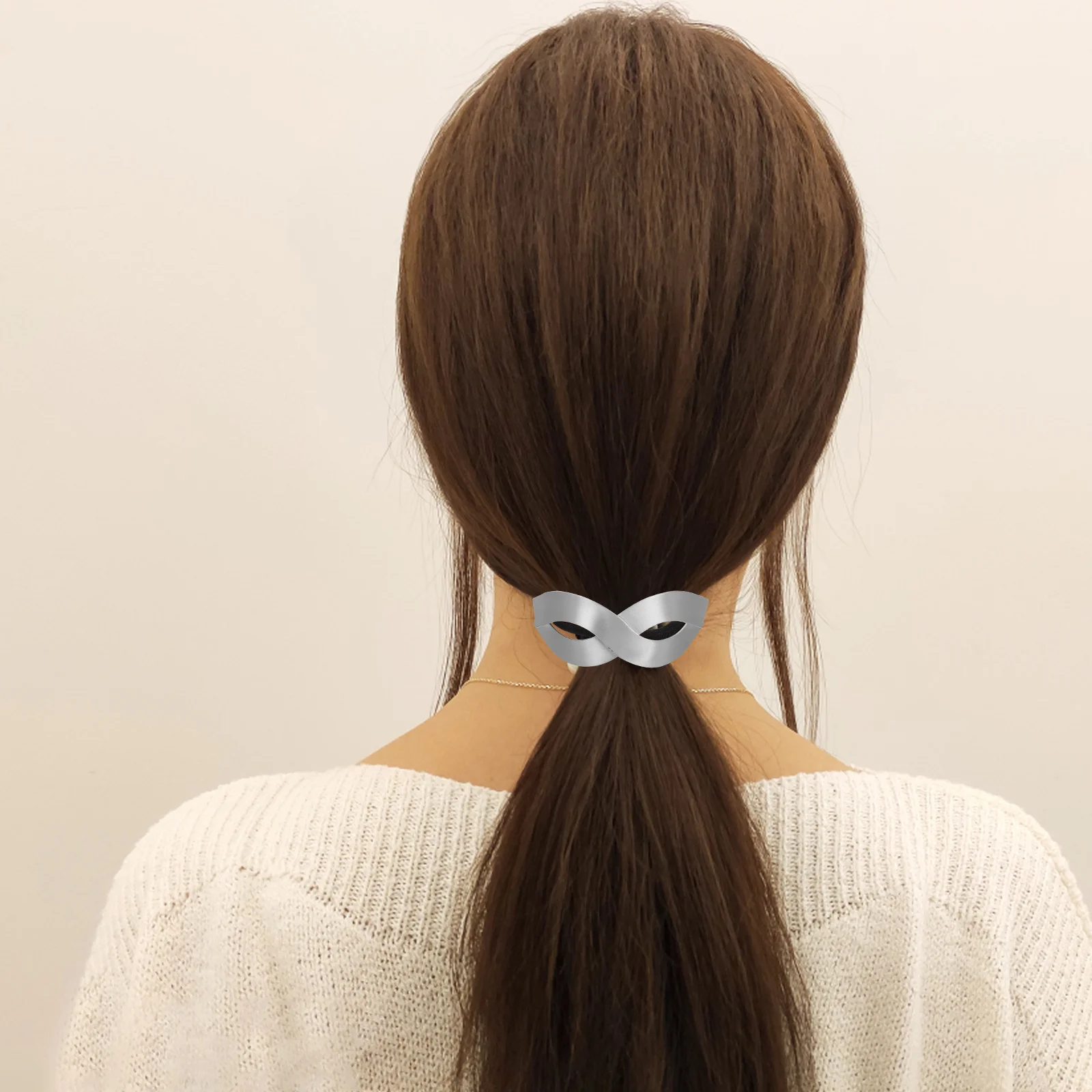 

High Elastic Alloy Hair Tie For Women Thick Hair Durable Metal Ponytail Holder Surface Design Simple Elegant Versatile Braids