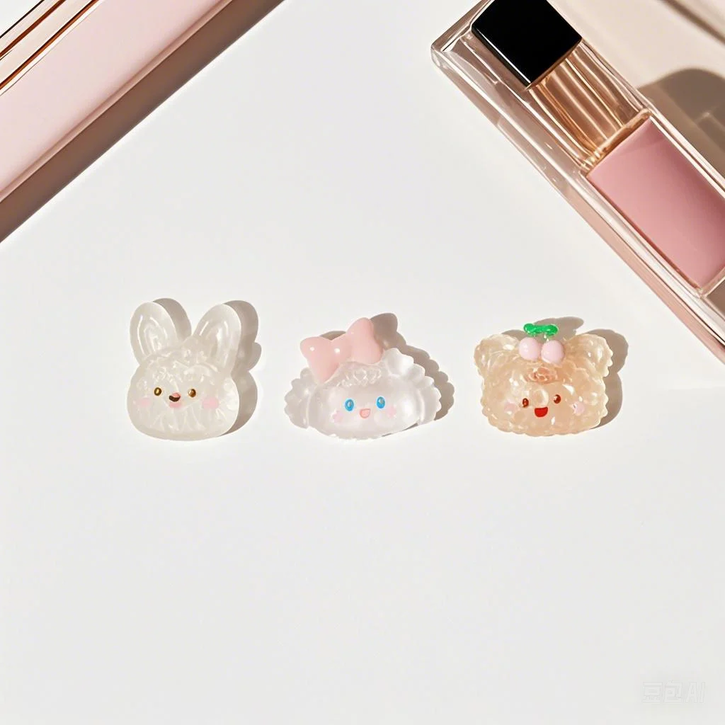 زينة أظافر كاواي على شكل دب وقوس وأرنب، مجوهرات فن الأظافر، ديكور يدوي الصنع، 5 قطع، إكسسوارات فن الأظافر الكرتونية الصغيرة