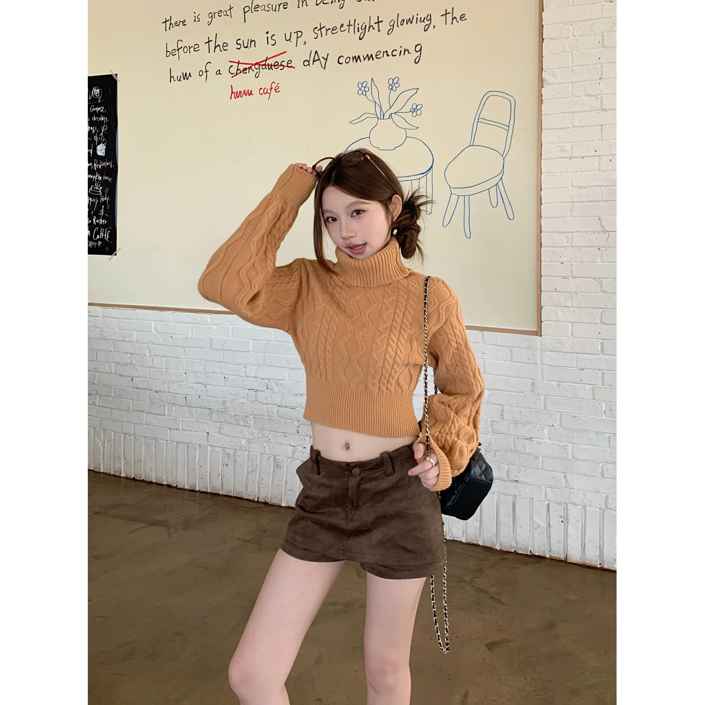 Suéter de Punto Trenzado de Manga Larga de Dos Vías Estilo Coreano para Mujer, Otoño Invierno, Nuevo, E, Versátil y Es...