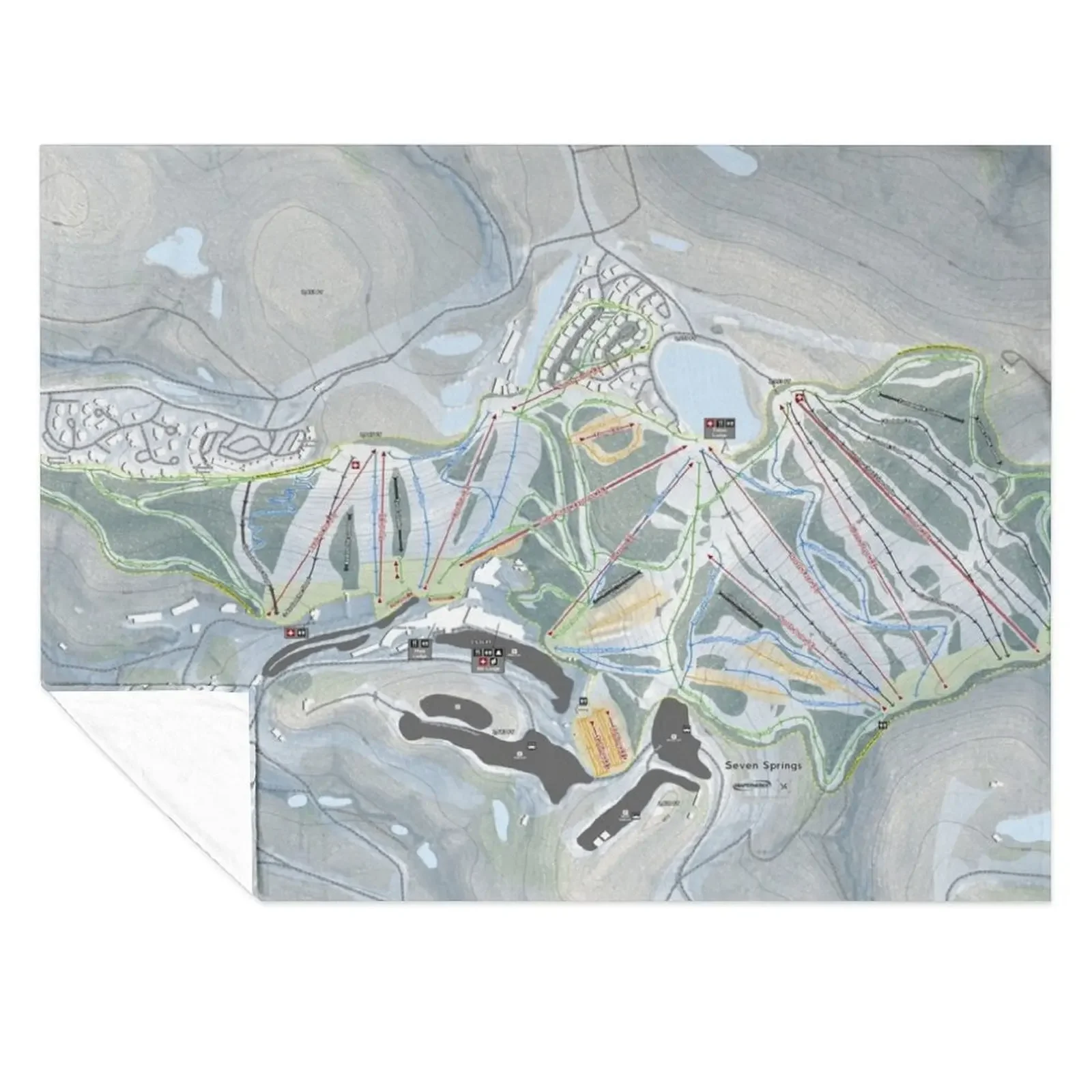 

Seven Springs Resort Trail Map Throw Blanket Retros Large For Sofa Thin Thins Blankets