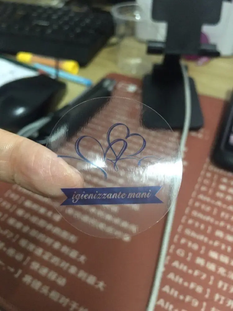 DIY 3-20CM 100 pieces/batch personalized transparent material wedding stickers baptism birthday party company logo view 3