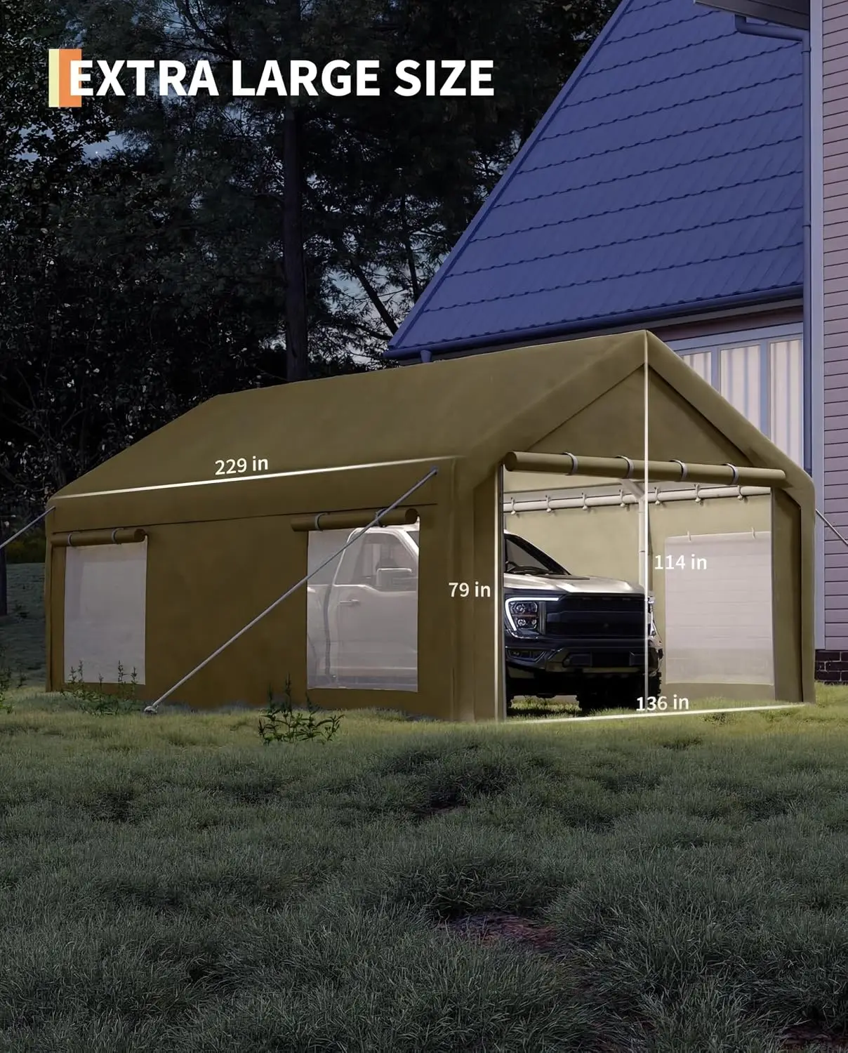12x20 FT Heavy Duty Carport Canopy with Sidewalls, Customized