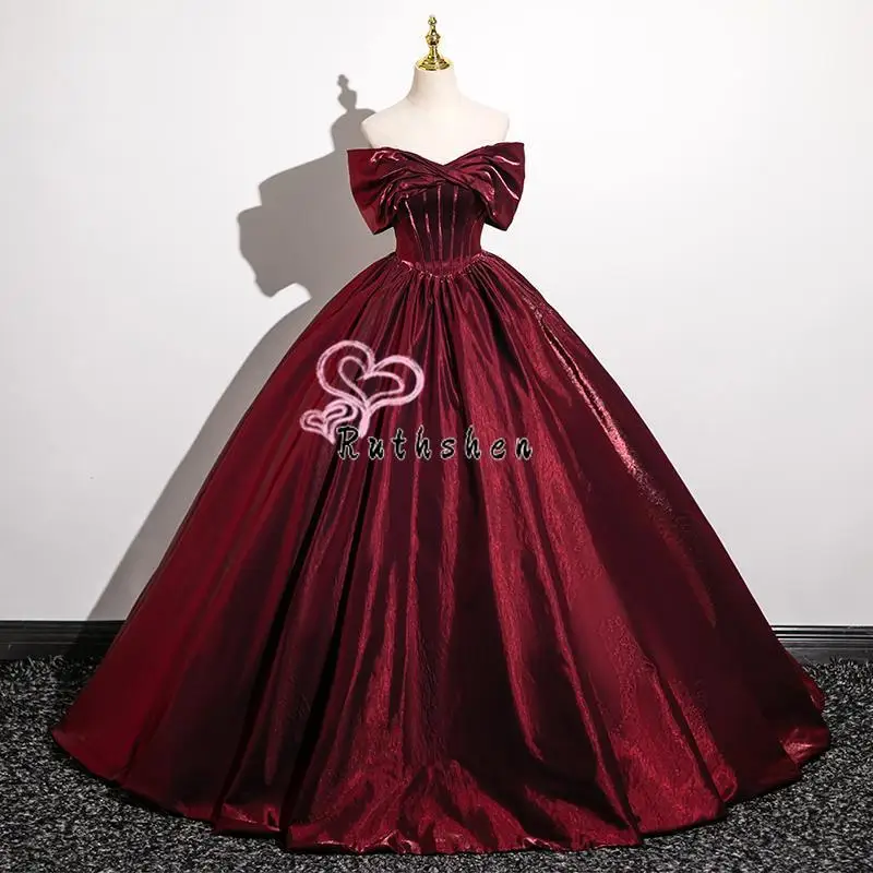 

Burgundy Ball Gown Prom Dresses 2025 for Woman Elegant Off The Shoulder New Occasion Party Evening Wear Customized