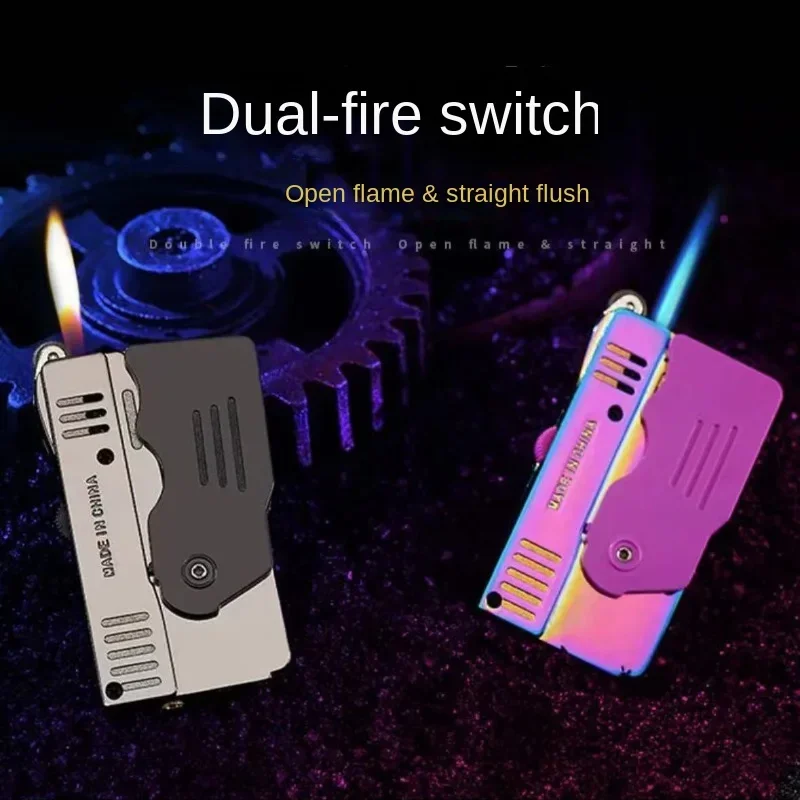 Metal Double Fire Personalized Deformable Pistol Direct Charge Plus Open Fire Lighter Spitfire Windproof Fun Lighter Gift