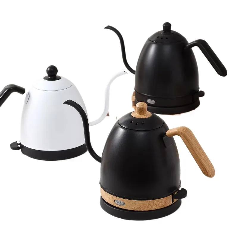 

800ml Gooseneck Electric Kettle Auto Power Off Wood Grain Teapot 1000W Rapid Heating Hand Brew Coffee Pot For kitchen gadgets