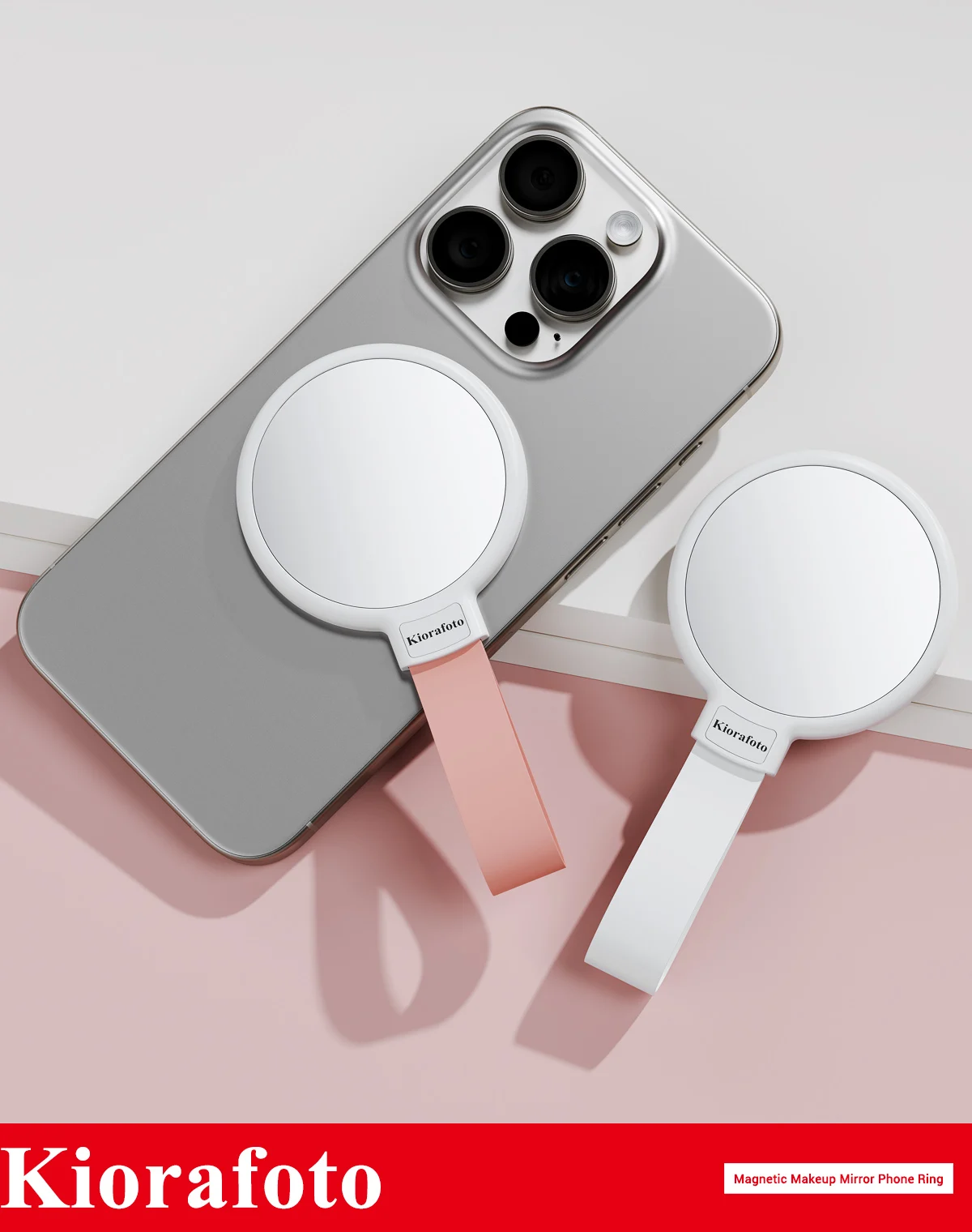 Round Magnetic Phone Mirror Decal Stick on Back of Phone For MagSafe Compatible with iPhone 15/14/13 for Outdoor Make Up&Selfies