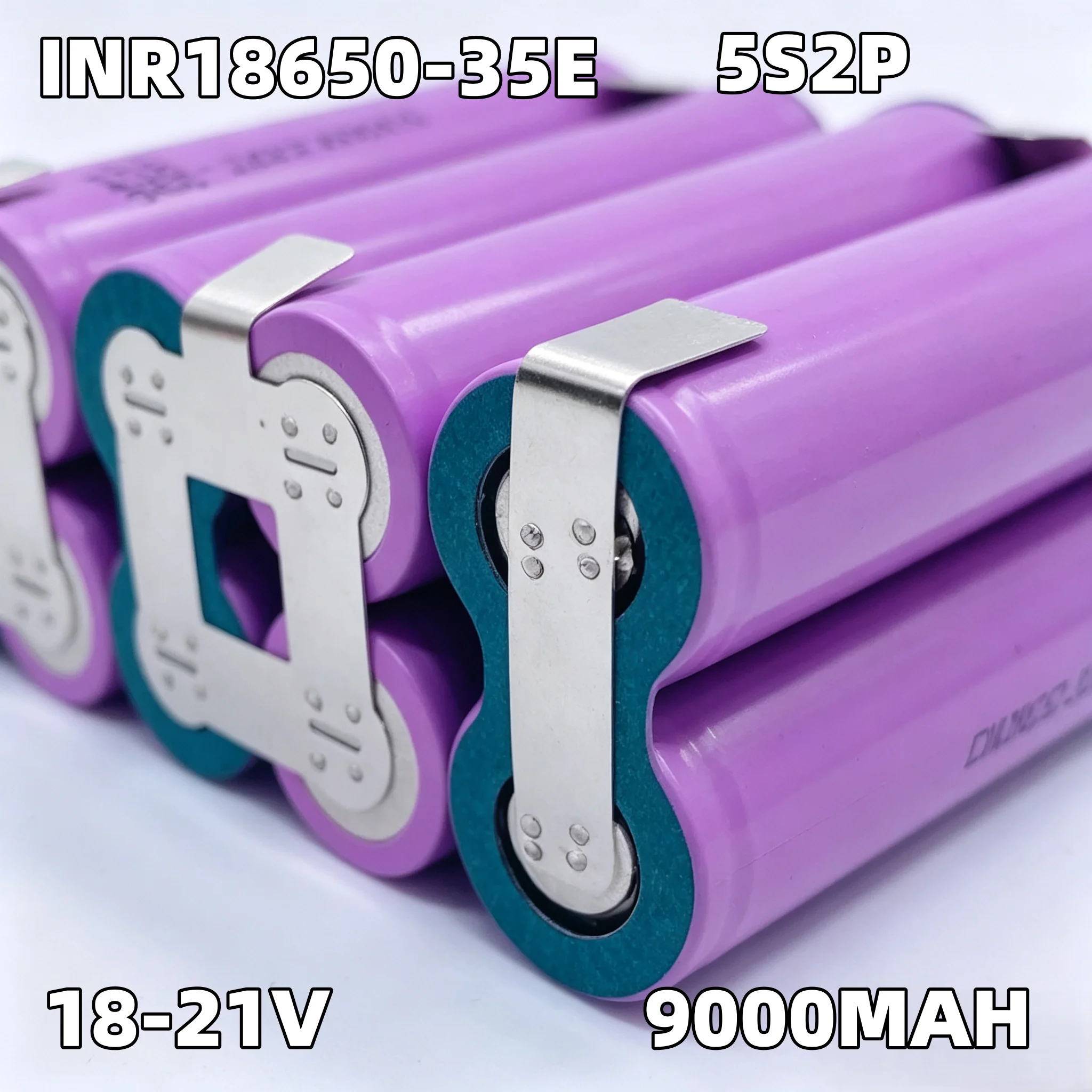 Batteria ad alta capacità 9000mAh 18V-21V 5S2P 18650 a bassa autoscarica, saldatura stabile del nichel per utensili elettrici a batteria 18V