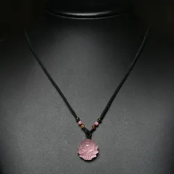 Pink Crystal Nine Tailed Little Fox Pendant with Collarbone and Hibiscus Crystal As A Female Best Friend Accessory