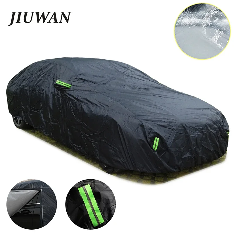 Universal Full Car Covers Outdoor Waterproof Sun UV Rain Snow Protection Black Car Case Cover S-XXL SUV/Sedan Car Zipper Design