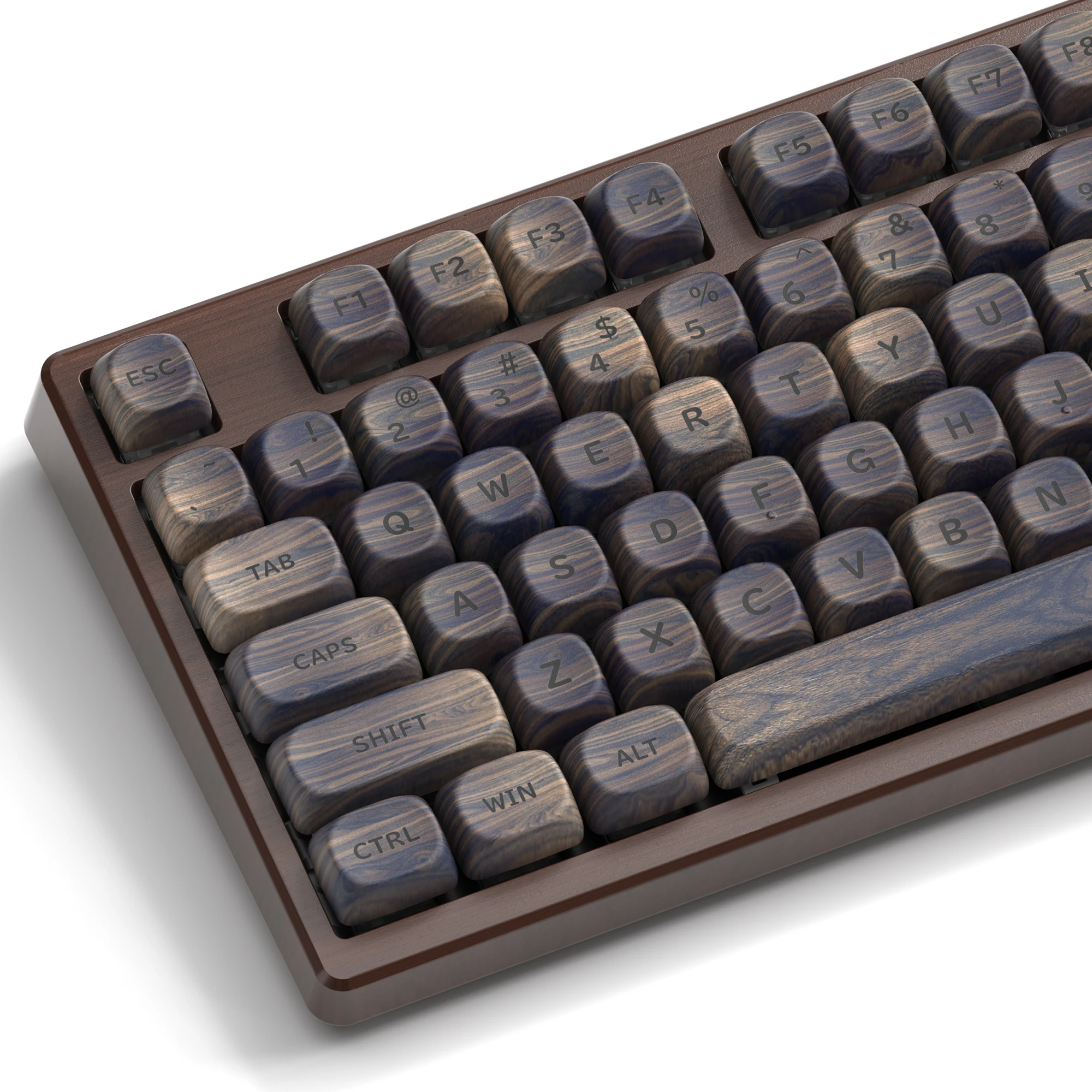 

XVX MOA Profile Dark Walnut Wood Theme PBT Customs Dye Sub Keycaps for 61/87/104 Cherry MX Gaming Mechanical Keyboard 130 Keys