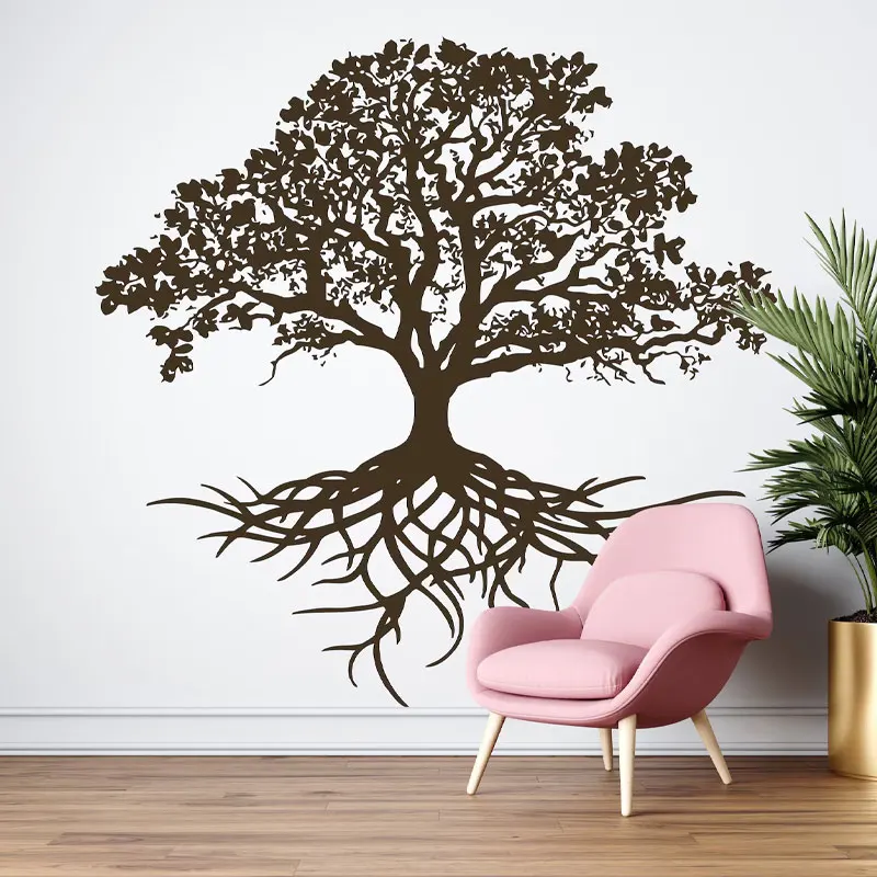 Image of Baum des Lebens Wandtattoo Baumwurzeln Zweig Kunstaufkleber Home Decor für Wohnzimmer/Schlafzimmer, Inneneinrichtung Moderne Dekoration Wandbilder G207