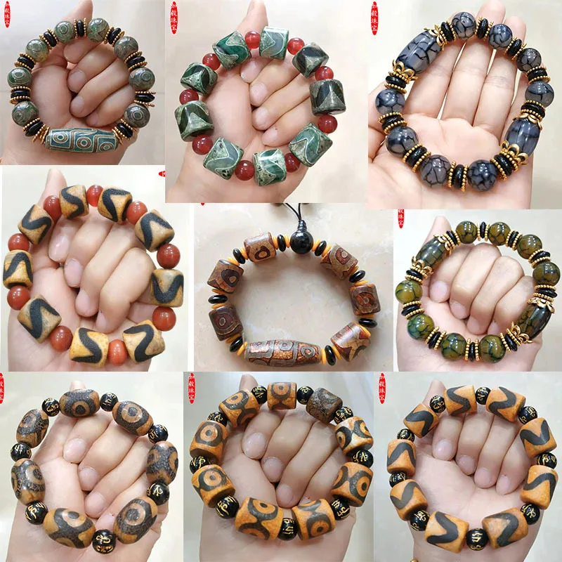 Nine-Eye Sky Wholesale Tiger Tooth Beads Agate Chalcedony Men's and Women's Bracelet Jade Jewelry