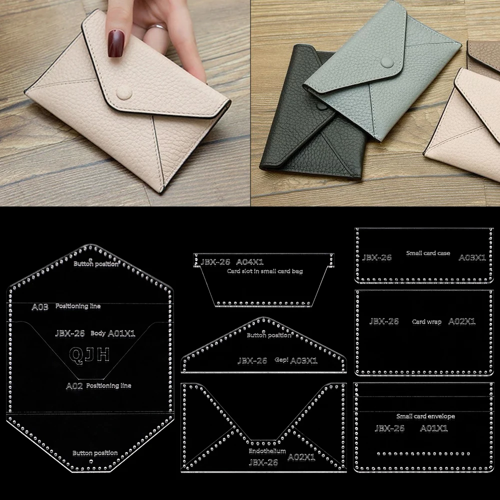 DIY Storage Bags Sewing Patterns,  Transparent Acrylic Template of Quilting Leather Wallets Stencils