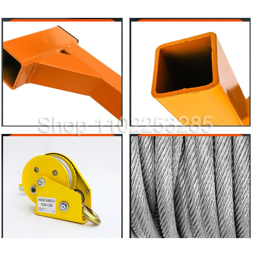 Self-Locking Folding Crane Manual Winch Assembly Tool Installation Stainless Steel Air Conditioning Lifting Tool