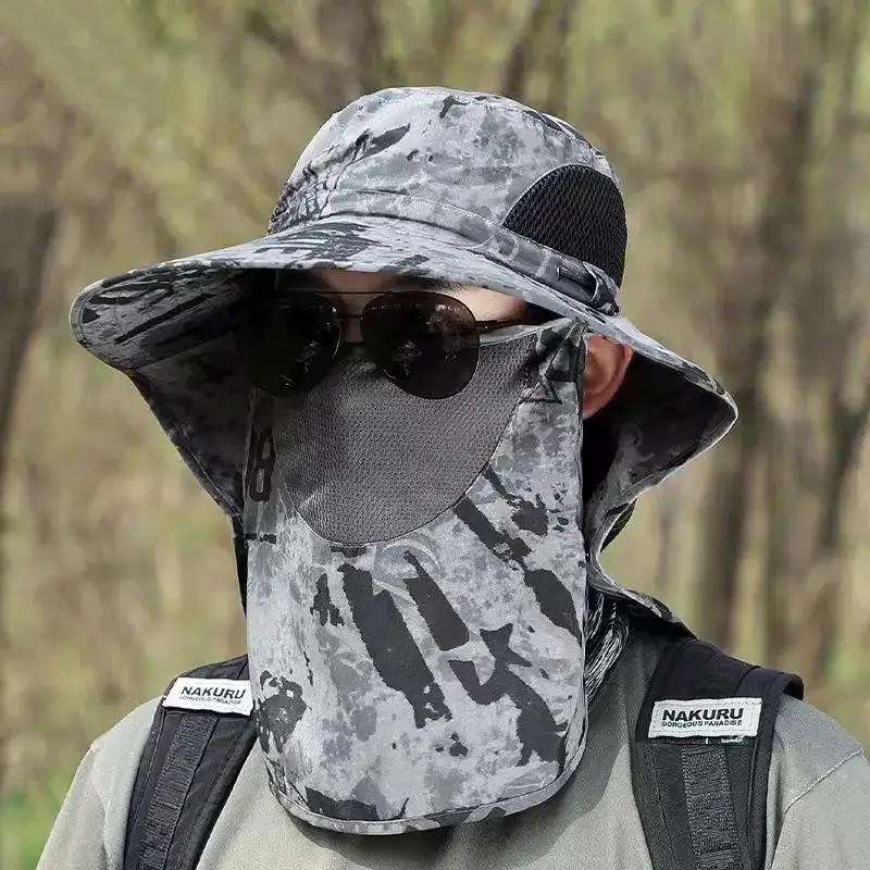 Outdoor Fishing Hat Men's UV Protection Sunshade Cap Mountain Climbing Fisherman's Summer Face Mask One-Piece Clothing Set view 3